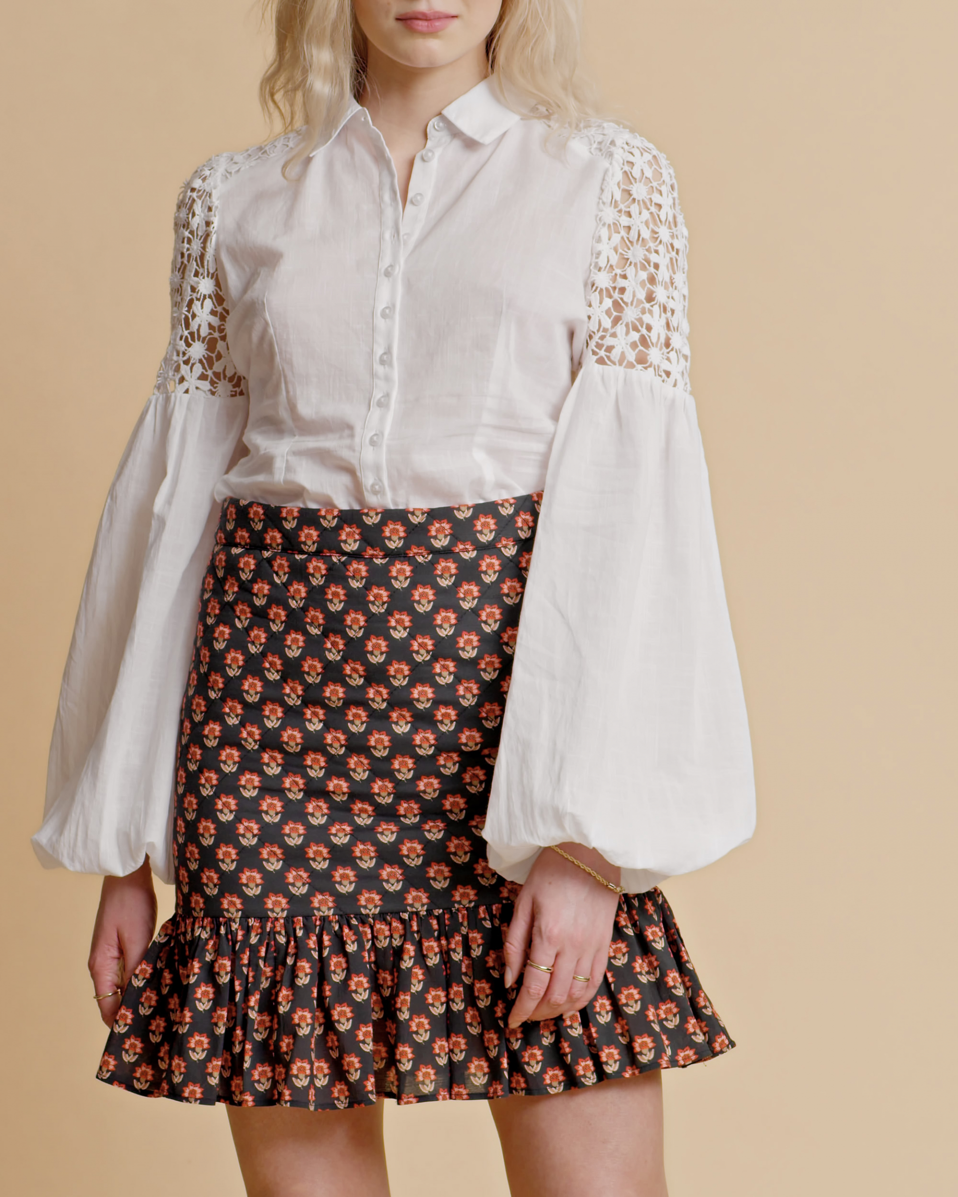 COTTON SLUB LACE SHIRT WHITE BY TIMO - GITTEK BY TIMO SLUB