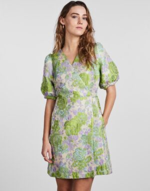 YAS-VILLA WRAP DRESS - GRØNN / LILLA