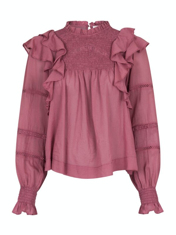 NEO NOIR - SARNA VOILE BLOUSE - MØRK ROSA