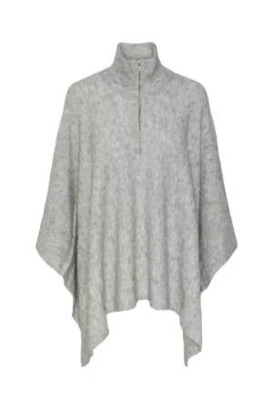 YAS - NORLA PONCHO - GRÅ MELERT