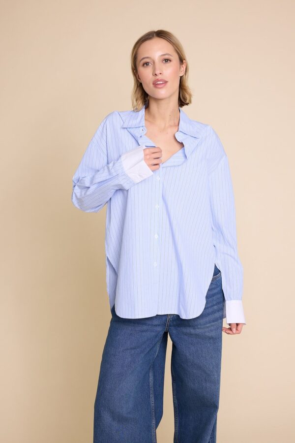 Krista Stripe Shirt - lyse blå  - Line of oslo - Bilde 3