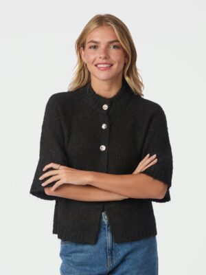 Neo Noir - Benuta Fluffy Knit Cardigan - Dark Brown