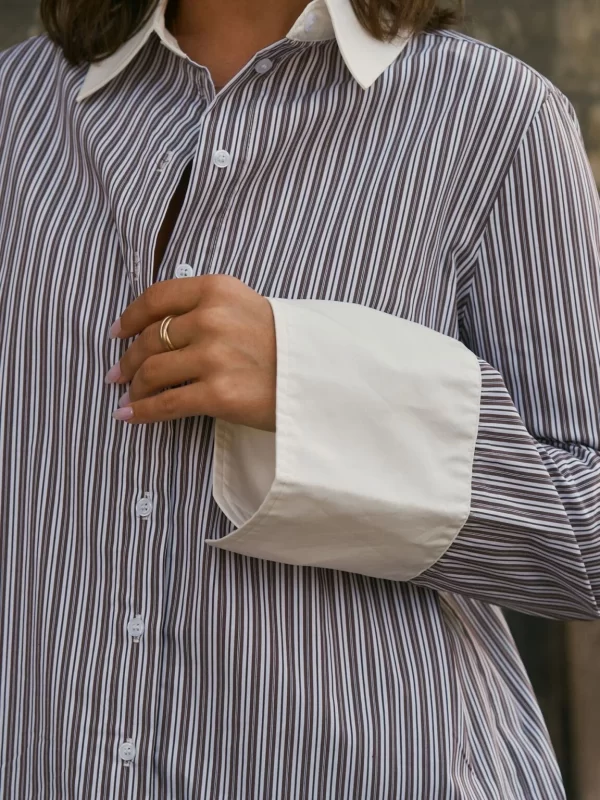 Neo noir - Dranila Stripe Shirt -Brown - Bilde 5
