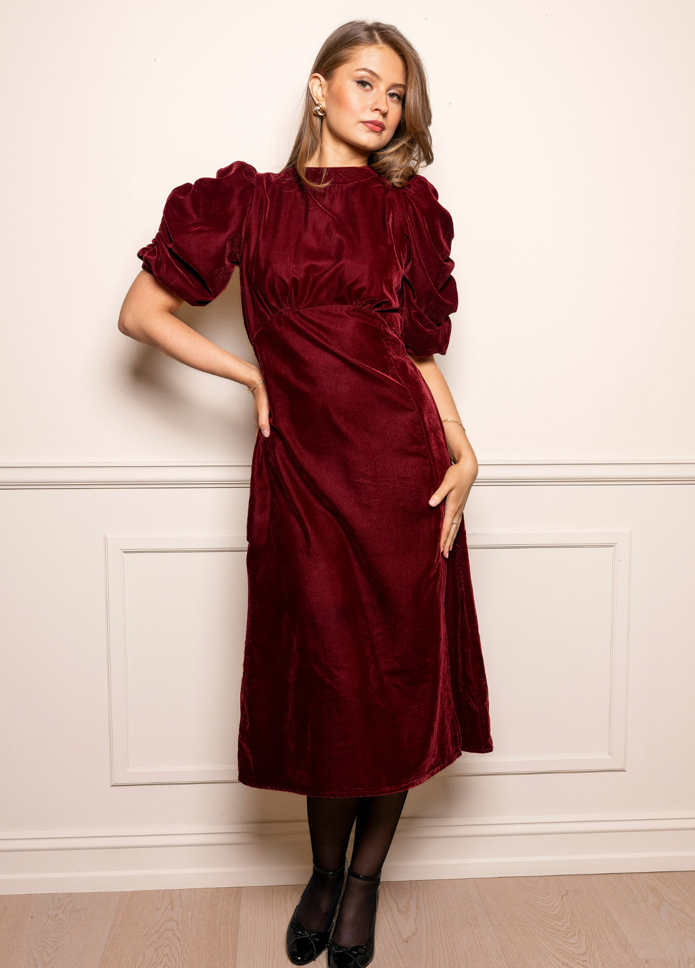 Missmaya - Dress Velvet Bordeaux