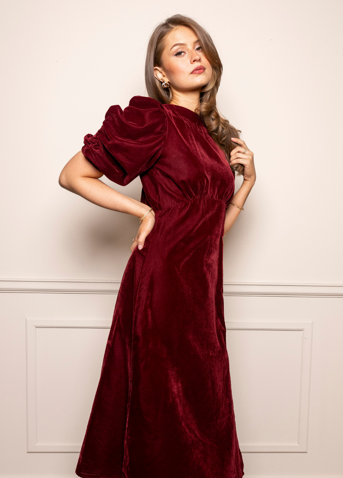 Missmaya - Dress Velvet Bordeaux - Bilde 2