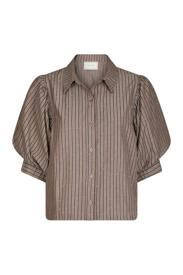 Neo Noir - Etta Soft Stripe Stone Shirt - Brown - Bilde 5