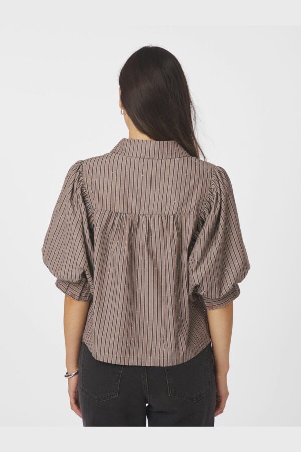 Neo Noir - Etta Soft Stripe Stone Shirt - Brown - Bilde 3