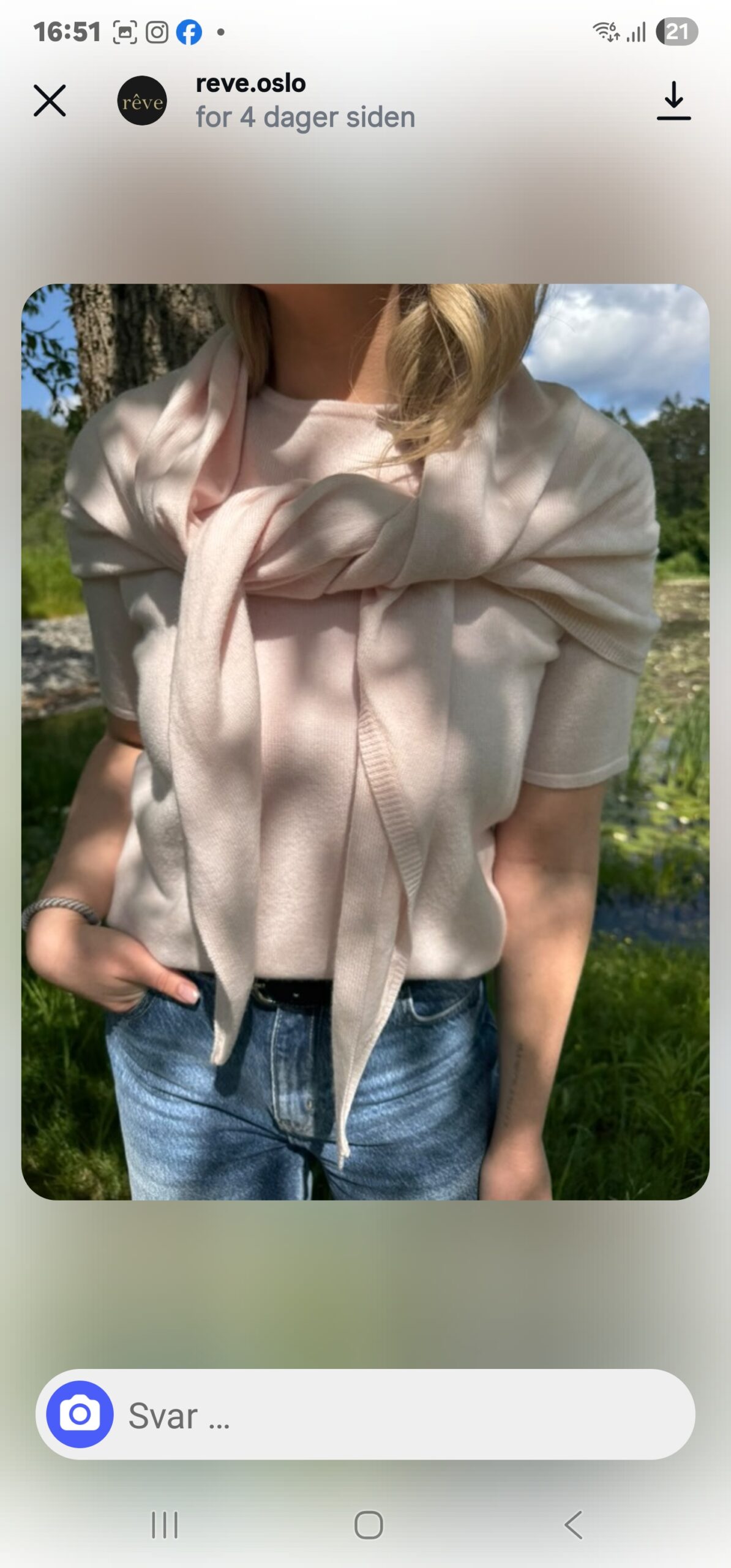 Reve - Louise trekantskjerf - Rosa