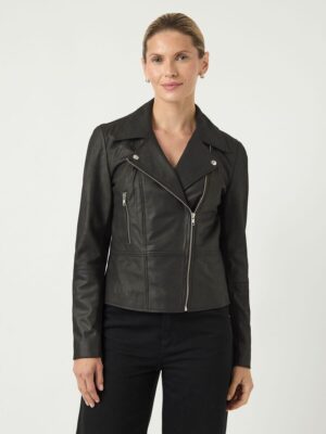 Alternative view of SOPHIE LEATHER JACKET Black