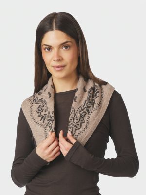 Adelina Paisley Knit Scarf Beige