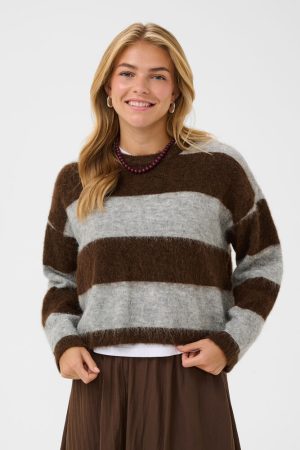 TAYZIE PULLOVER BRUNE STRIPER