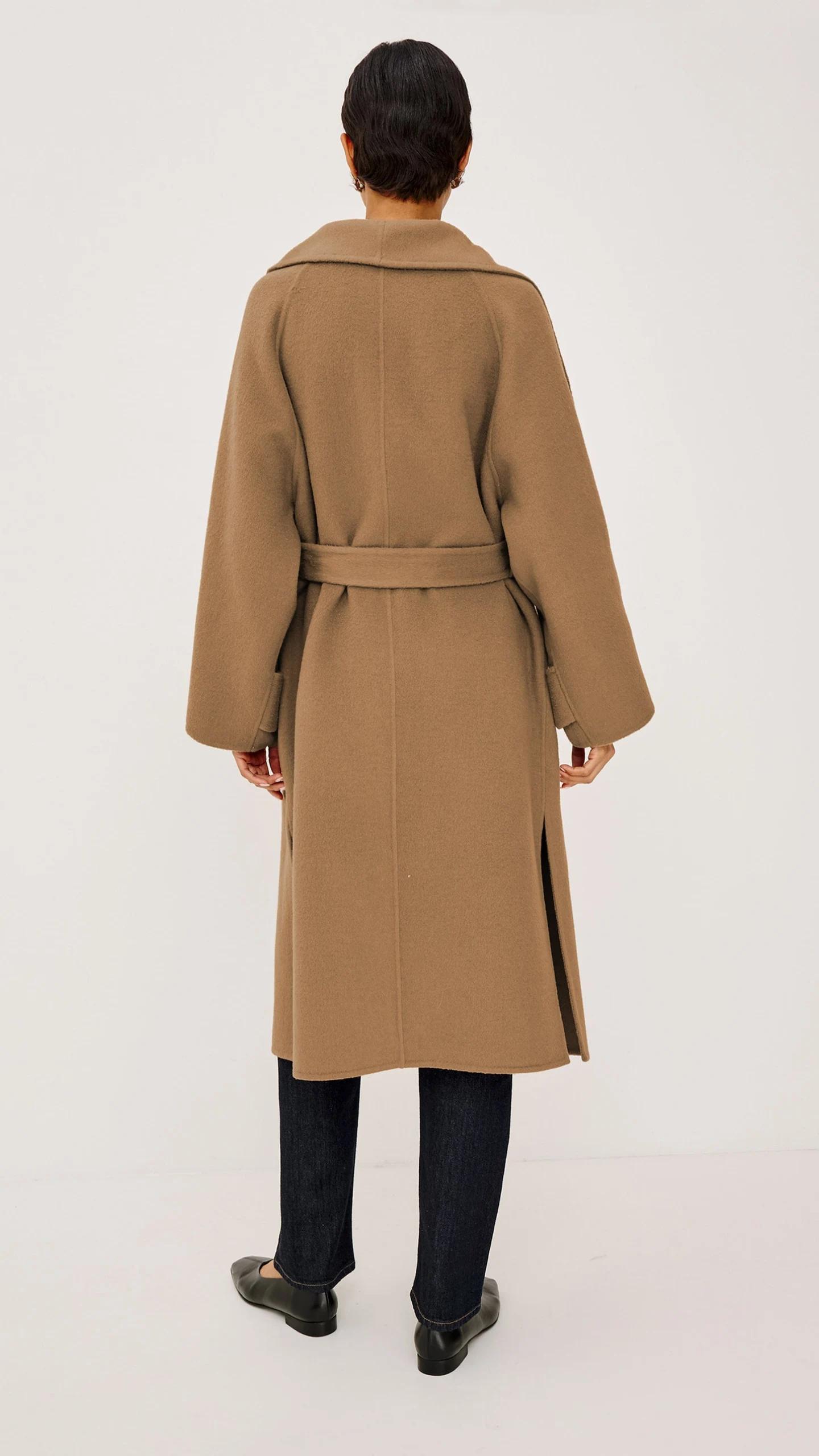 Celeste Belted Wrap Wool Coat Camel - Bilde 5