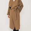 Celeste Belted Wrap Wool Coat Chocolate