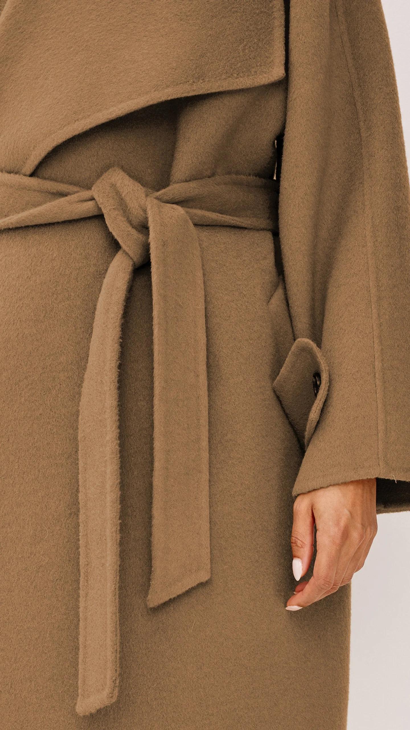 Celeste Belted Wrap Wool Coat Camel - Bilde 4